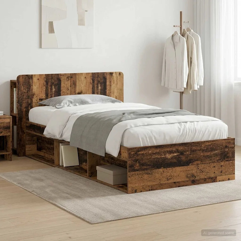 Telaio del letto con storage Legno antico 100 x 200 cm 3433339