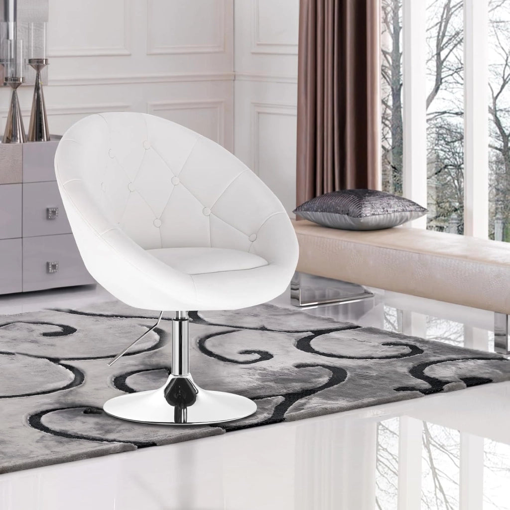 Poltroncina da Bar Sgabello Girevole Sedia con Schienale Braccioli in PU Altezza Regolabile Bianco