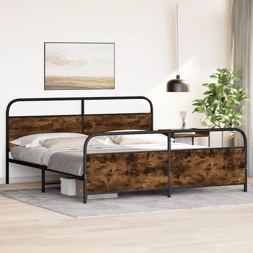Giroletto senza Materaso in Metallo Rovere Fumo 200x200 cm 3318642