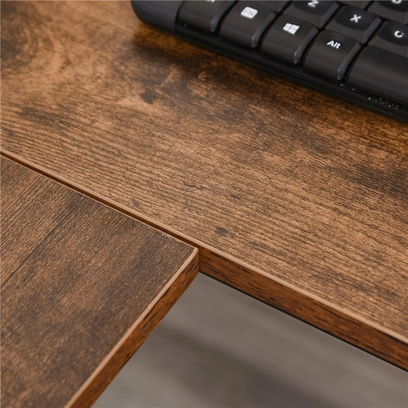 SCRIVANIA ANGOLARE PER COMPUTER STILE INDUSTRIALE CON RIPIANO LATERALE NERA