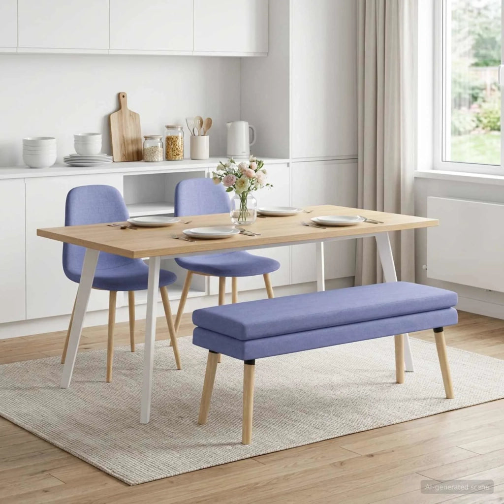 Panchina a doppio strato Blu jeans 110 x 40 x 47 cm Tessuto 42038458