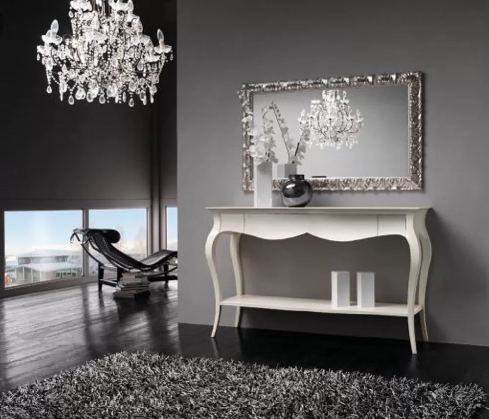 Consolle shabby 3 cassetti in legno massello bianco l.135 p.46 h.100 - Mobili 2G
