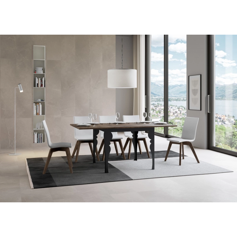 Tavolo apribile 90x90/180 cm Paxon Libra telaio Antracite - Noce