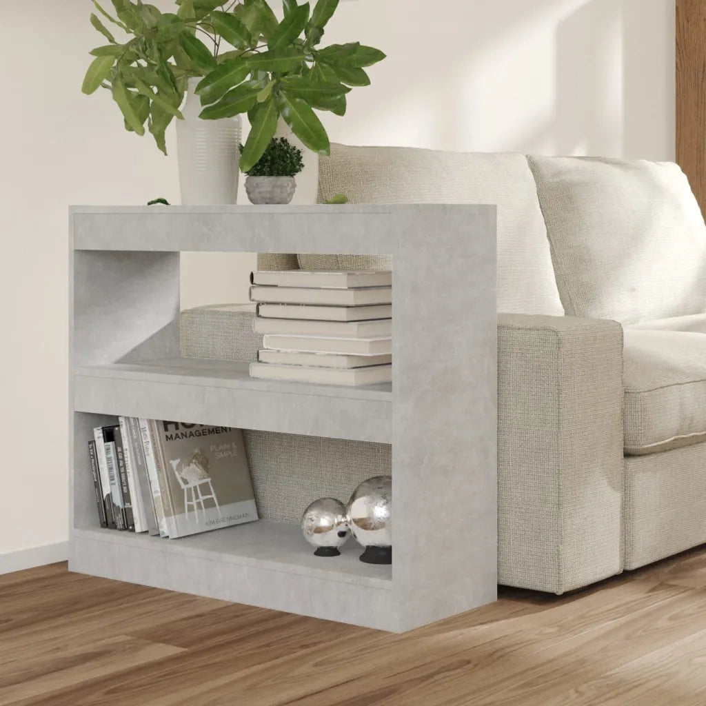 Libreria Divisorio-Scaffale per Libri-Mobile di Stoccaggio Grigio Cemento 80x30x72 cm