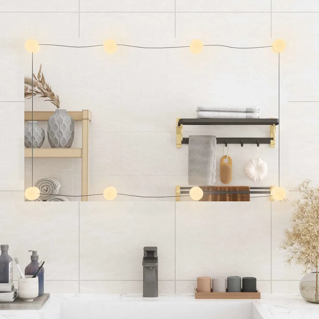 Specchio da Parete con Luci LED-Specchio a Muro-Specchio Decorativo 50x80 cm Vetro Rettangolare