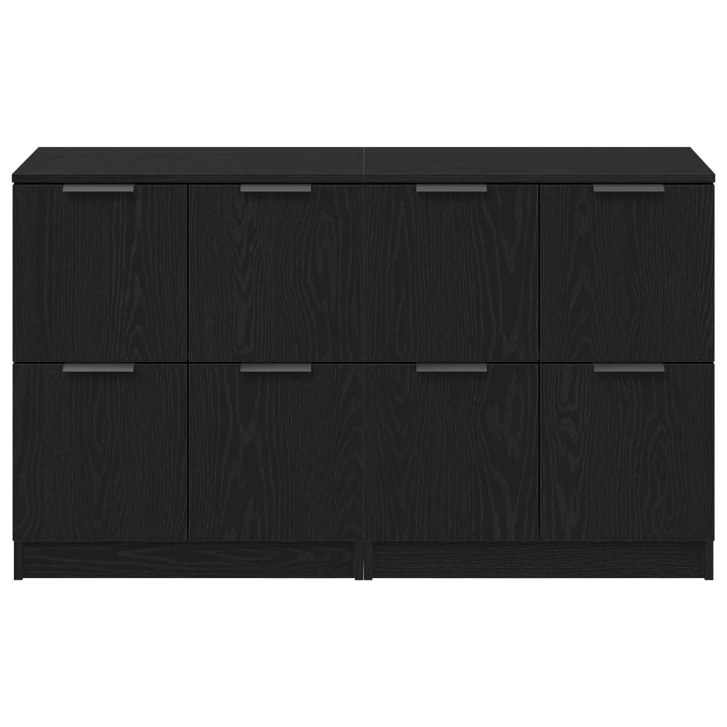 Credenze 2 pz Nero Rovere 60x30x70 cm Legno ingegnerizzato