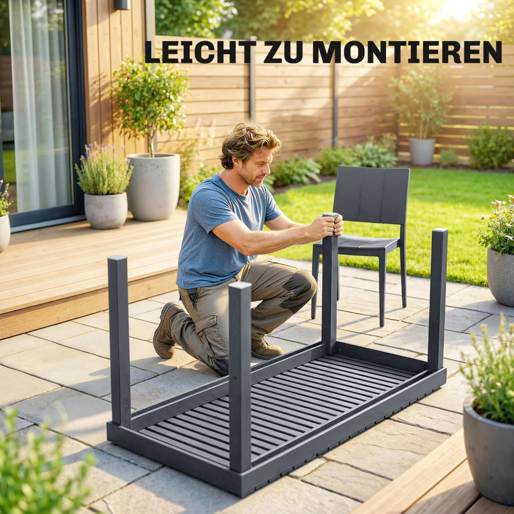 Set Giardino 5 Pezzi ¨C Tavolo Largo con 4 Sedie Impilabili ¨C zephmum ¨C Grigio Scuro
