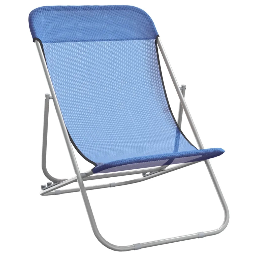 Lettino Prendisole | Sedie Pieghevoli 2 pz Blu in Textilene e Acciaio Verniciato