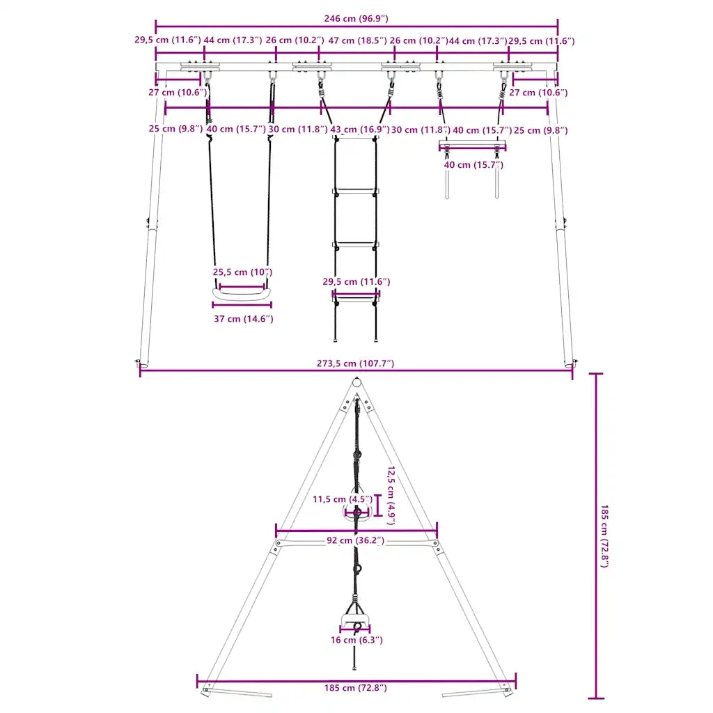Set Gioco da Esterno con Altalena,Trapezio e Scala 3283593