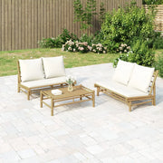 Panca da Giardino con Cuscini Bianco Crema in BambÃ¹cod mxl 118661