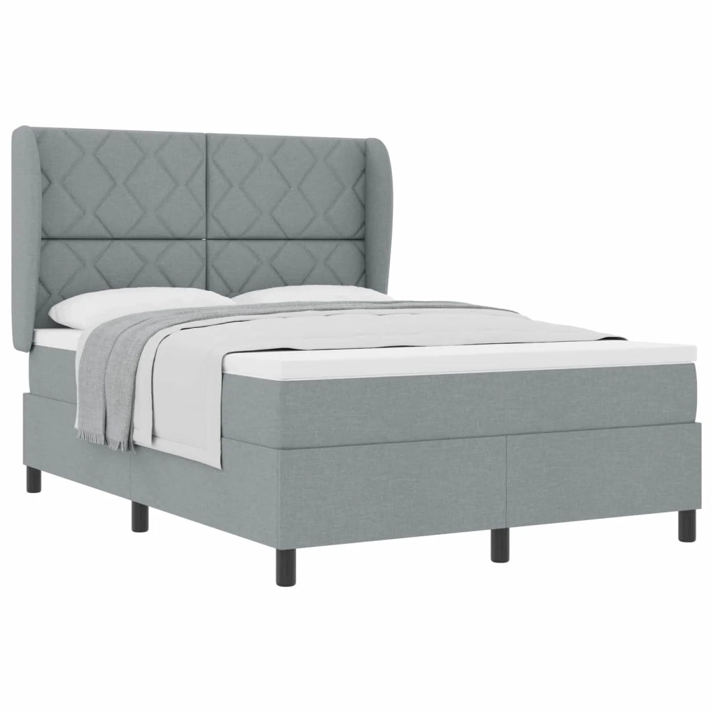 Letto a molle con materasso Grigio chiaro 140 x 190 cm Tessuto 3340620