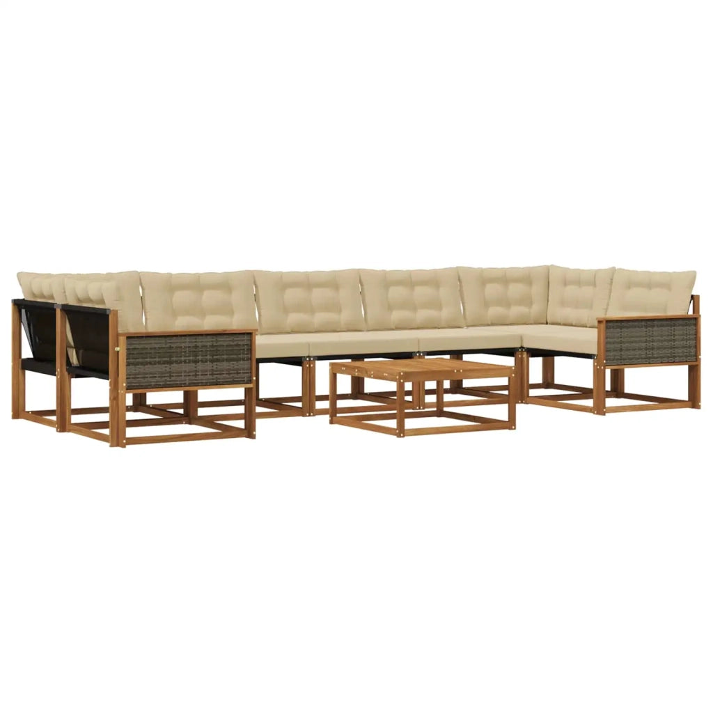 Set di divani da esterno con cuscino 8 pcs Naturale e Beige 3381309