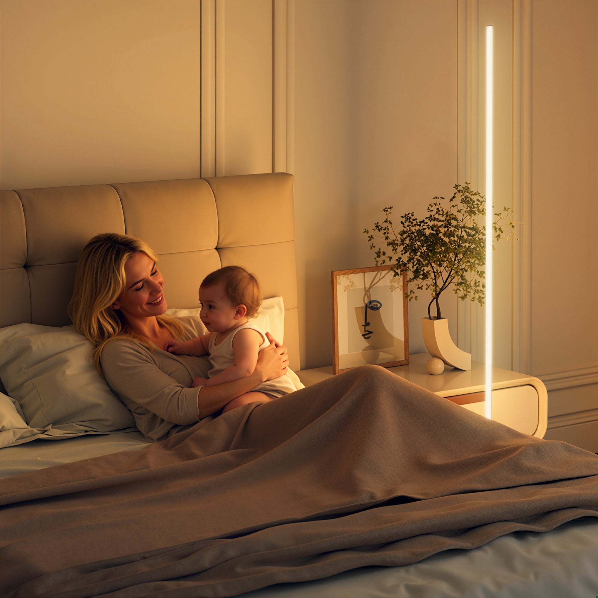 Lampada da Terra LED Alta 150 cm con Temperatura Colore Regolabile e Telecomando Argento