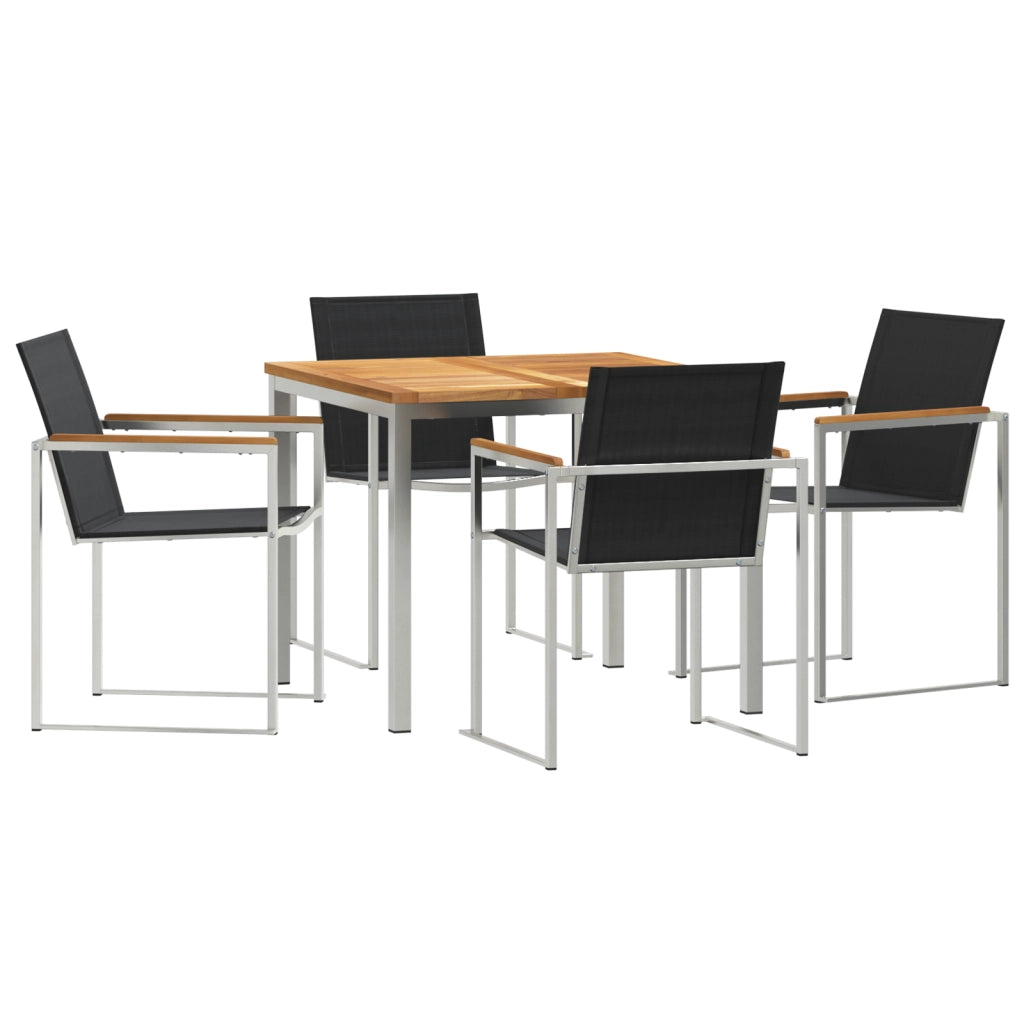 Set da Pranzo da Giardino  in Legno Massello di Teak in 5 Pezzi