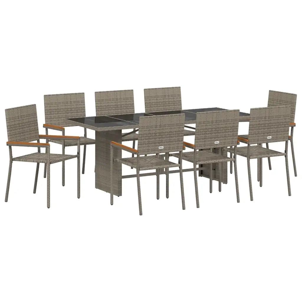 Set da Pranzo per Giardino 9 pcs Grigio polyrattan 3365428