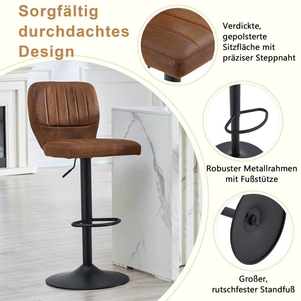 Sgabello da bar regolabile 62-83 cm in PU marrone e nero