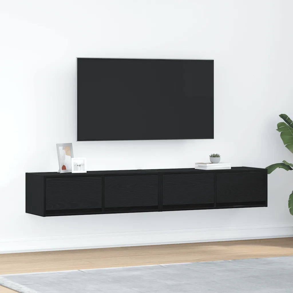 Mobili TV 2 pz Rovere Nero 80x31x25,5 cm in Legno Multistrato 861511
