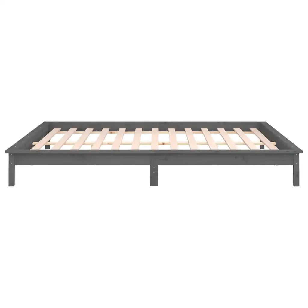 Giroletto LED-Struttura Letto con LED Grigio 120x190 cm Small Double Legno Massello