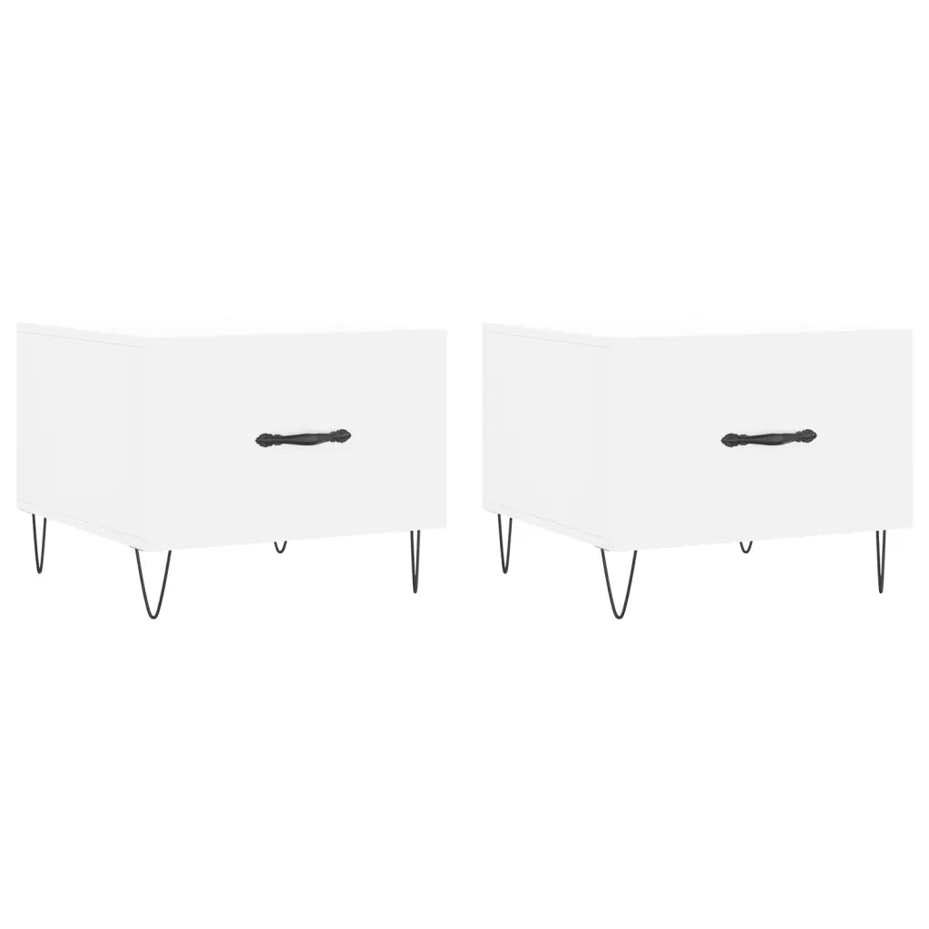 Tavolini da Salotto 2 pz Bianchi 50x50x40 cm Legno Multistratocod mxl 103341