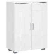 kleankin Mobile Bagno Moderno con 2 Ante, 2 Ripiani Regolabili e Maniglie Argentate, 60x30x80 cm, Bianco