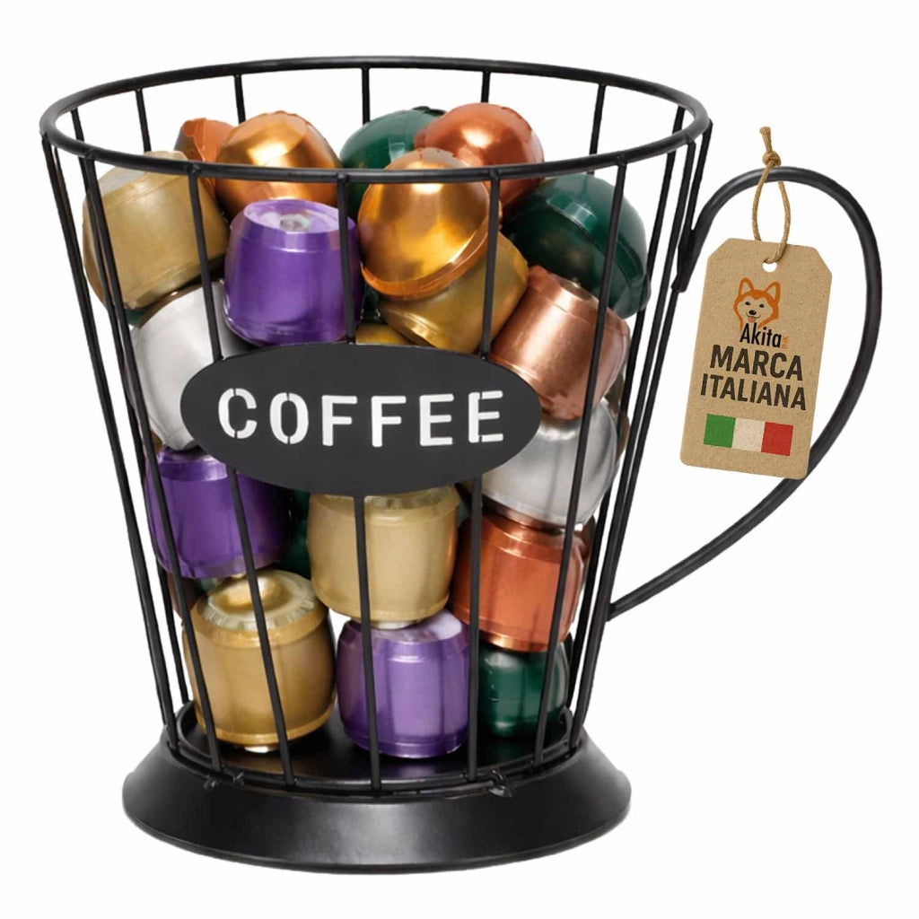Akitaink Portacapsule Caffe' in Metallo Design Tazza Nero