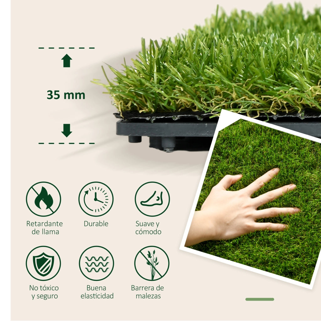 Tappeto erba sintetica 10 pezzi ¨C zephmum ¨C 30x30 cm verde scuro