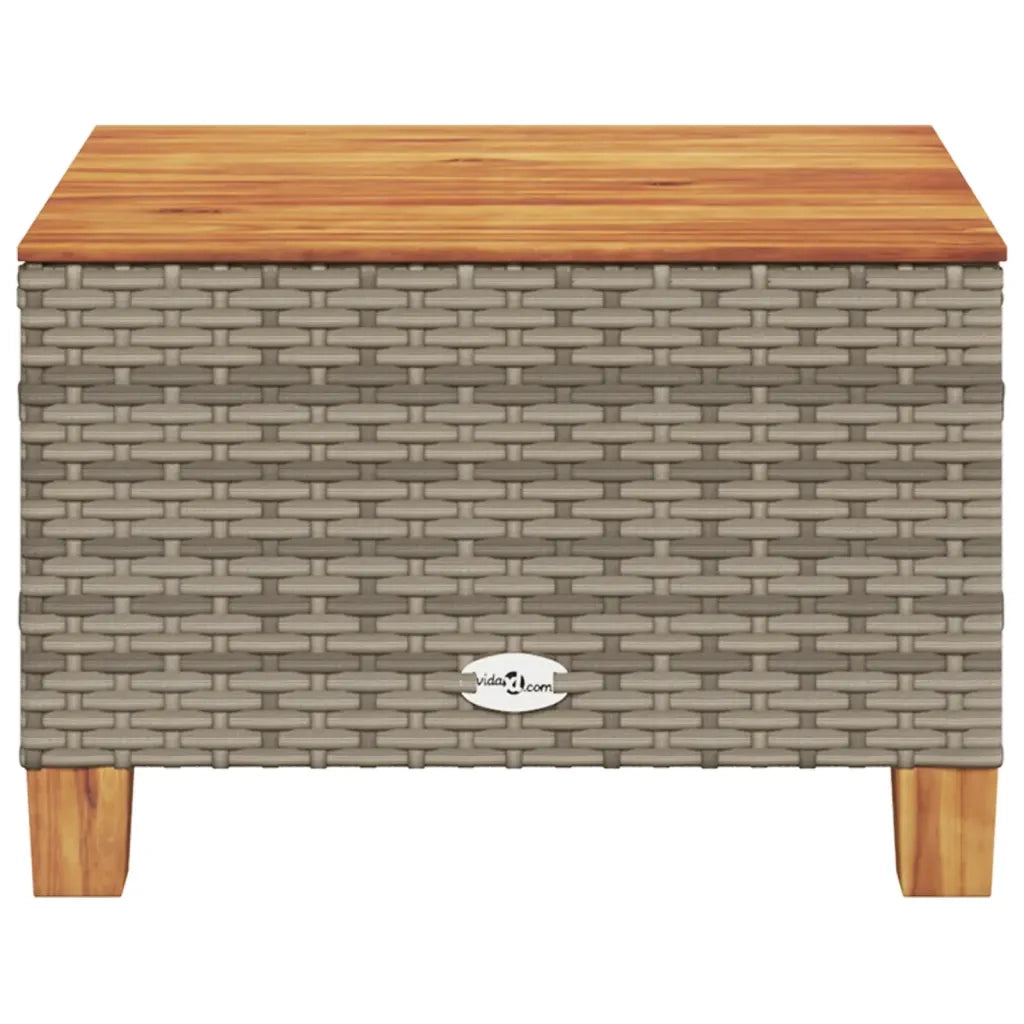 Tavolo da Giardino Grigio 55x55x36 cm Polyrattan e Legno Acacia