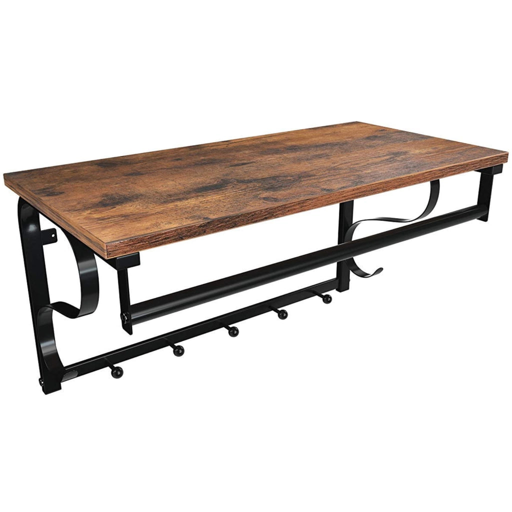 Mensola Valora con appendini LCR11BX Mensola da parete con struttura in metallo marrone rustico