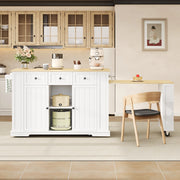 Carrello da cucina mobile con isola e tavolo estraibile, 138(213)x55x93 cm, bianco/naturale, MDF
