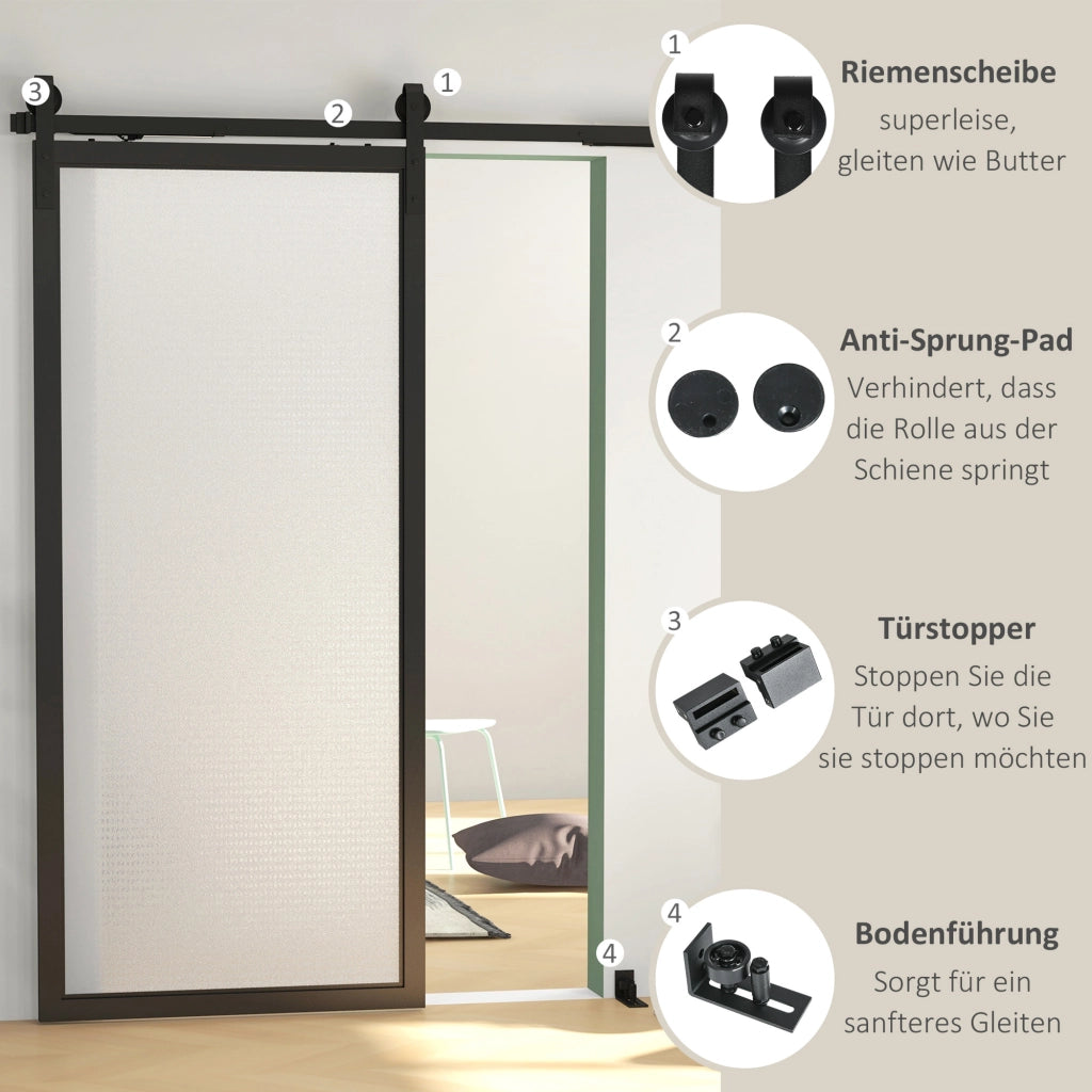 Kit Porte Scorrevoli ¨C zephmum ¨C Nero, Acciaio, 183cm