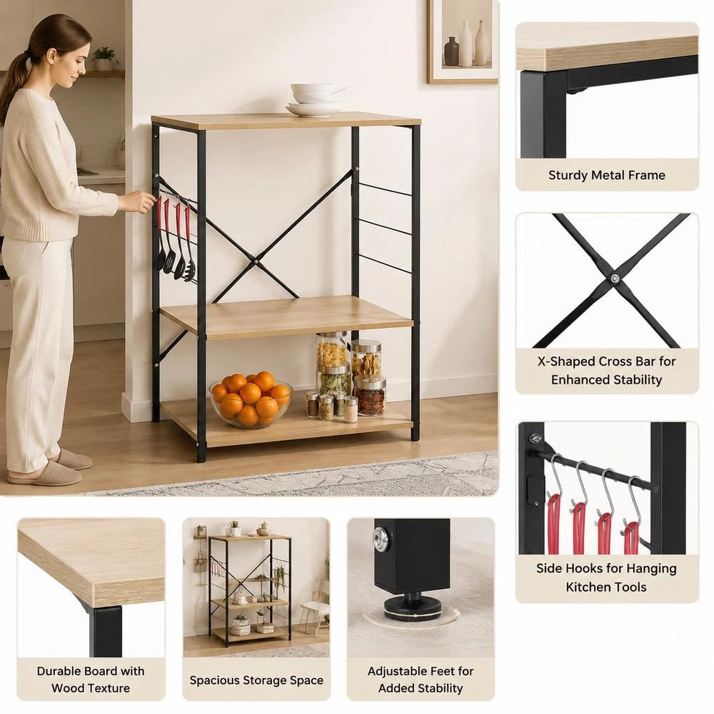 Microwave Shelf, Black Oak, 60x39.6x79.5 Cm, Engineered Wood