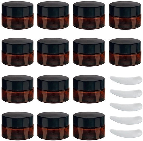 Kit di applicazione crema 20 ml - Flaconi vuoti crema - Boccette di vetro - Protezione UV - Buona chiusura - Incluso 5 pennelli - Kit applicazione cosmetica
