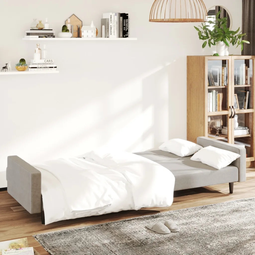 Divano letto | Sof¨¤ letto | Letto singolo a 2 Posti Grigio Chiaro in Velluto