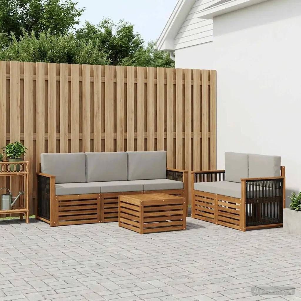 Set divani con cuscino 6 pcs Legno di Acacia Massello 3384022