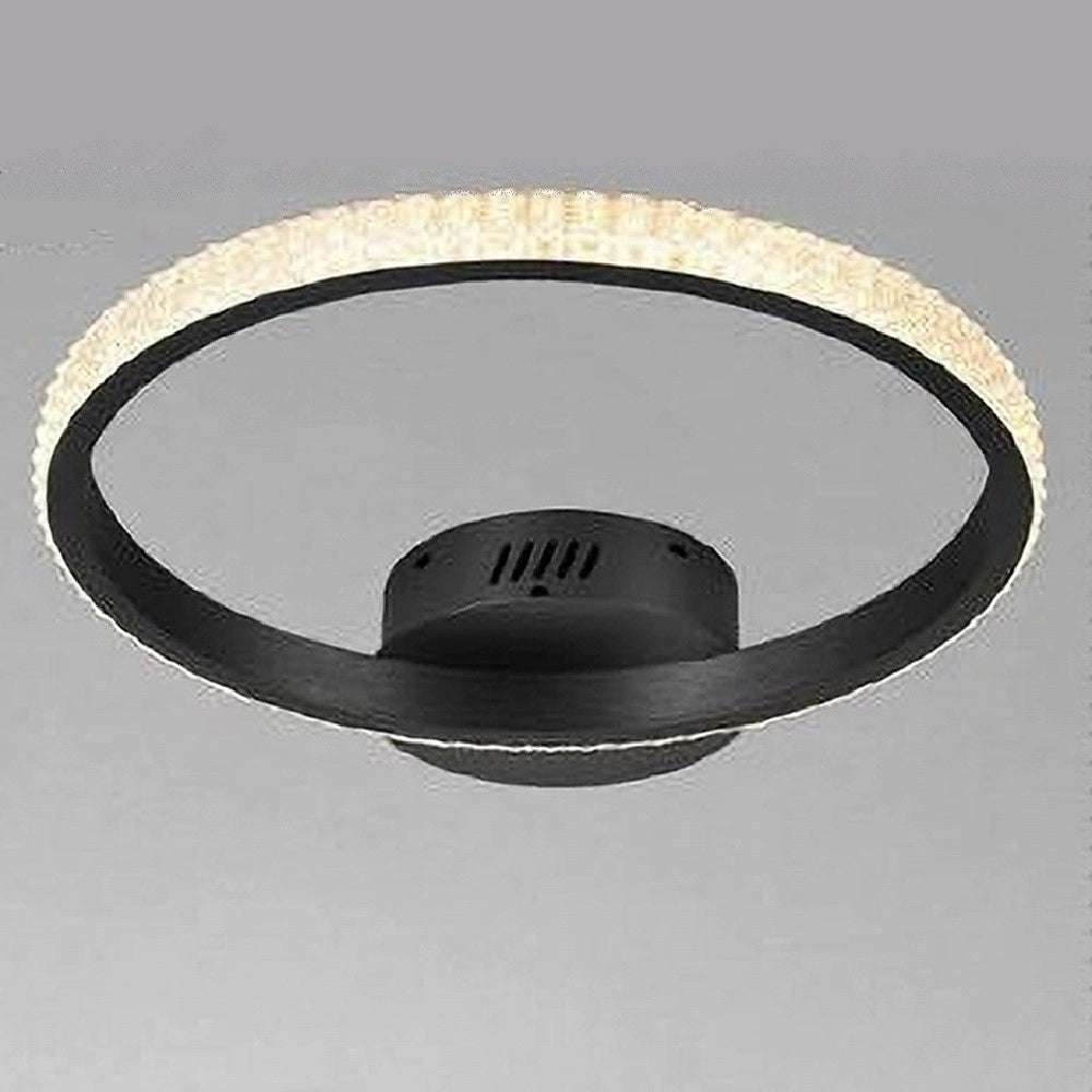 Trade Shop - Plafoniera Led 28w Nero Cerchio Effetto Cristallo Luce Calda Naturale Fredda 31753 -
