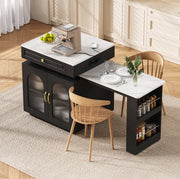 Isola cucina estensibile con LED e ricarica USB/Type-C, nera