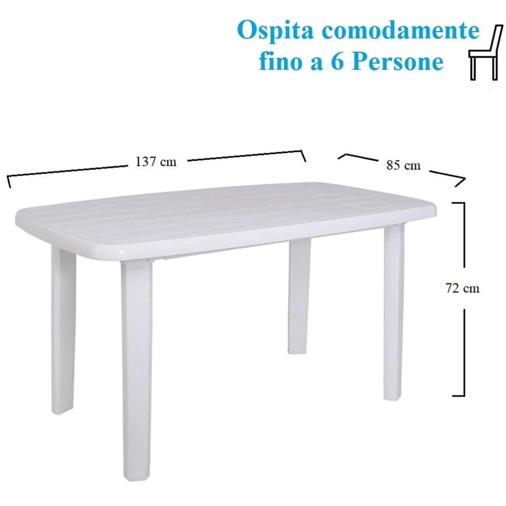 Trade Shop - Tavolo Design Ovale Bianco Faro In Polipropilene Resistente 137 X 85 X 72 Cm 008943 -