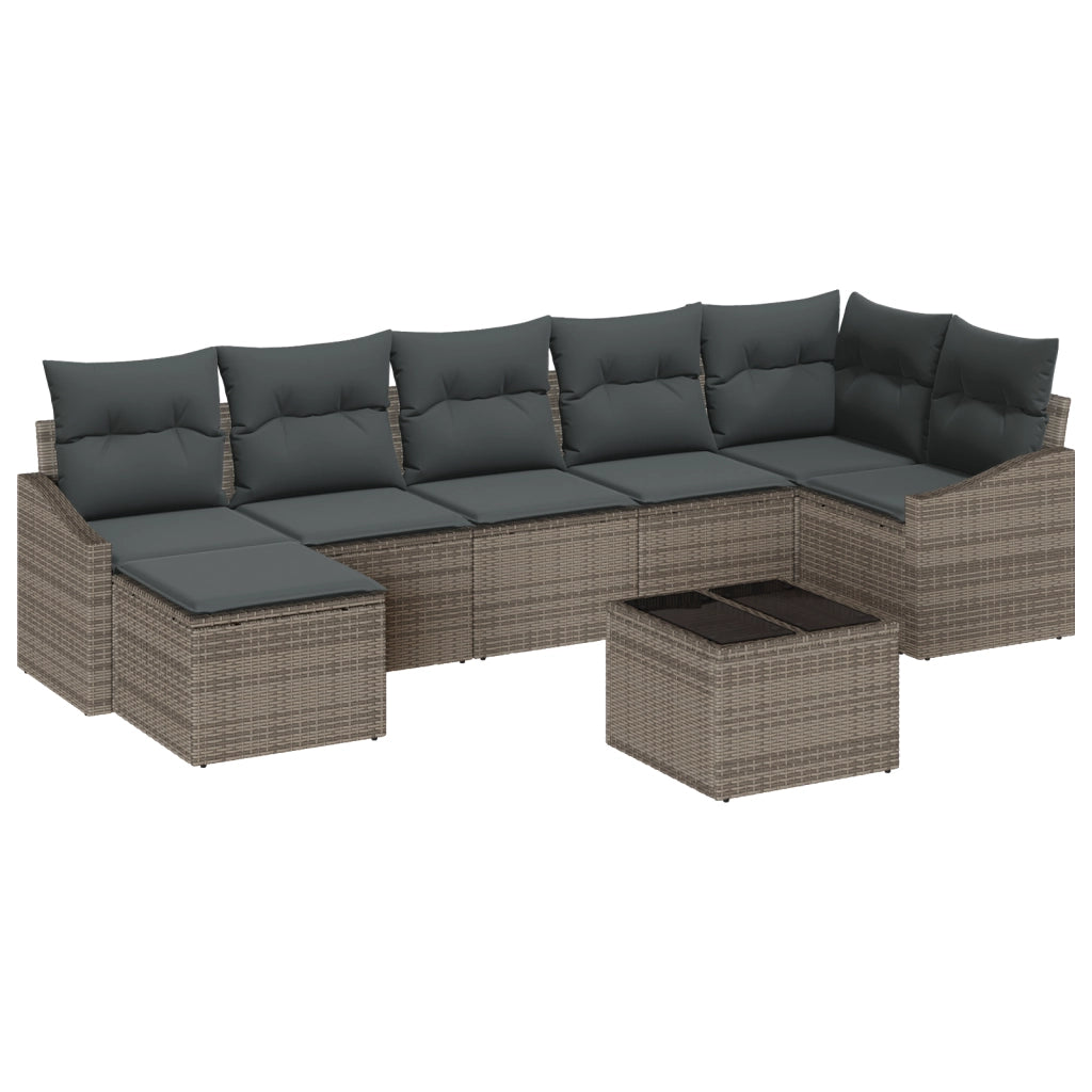 Set di divani da giardino 7 pezzi con cuscini in polyrattan nero