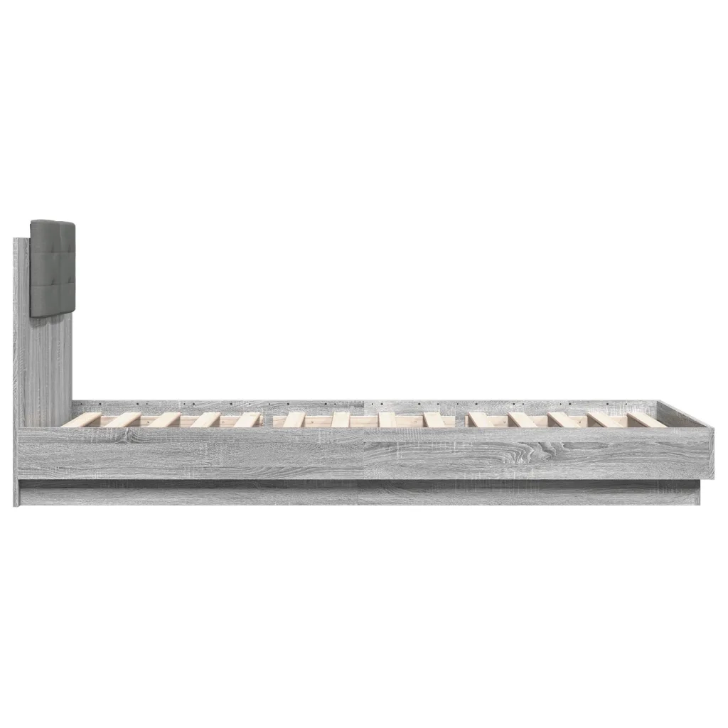 Letto singolo | Letto per adulti | Giroletto Testiera Grigio Sonoma 100x200 cm Legno Multistrato