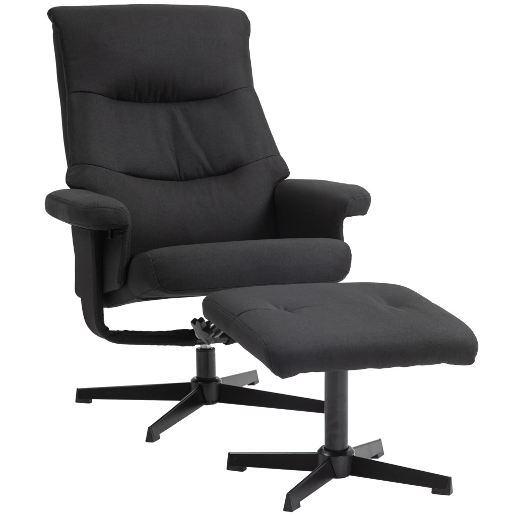 Poltrona girevole con poggiapiedi, dondolo, velluto, nero ¨C zephmum ¨C 150 kg