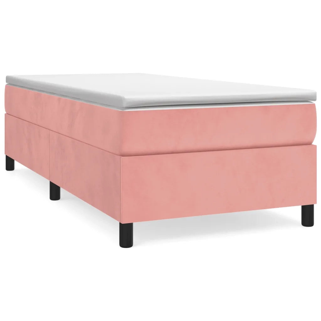 Giroletto a Molle con Materasso-Struttura Letto Rosa 80x200 cm in Velluto 176025
