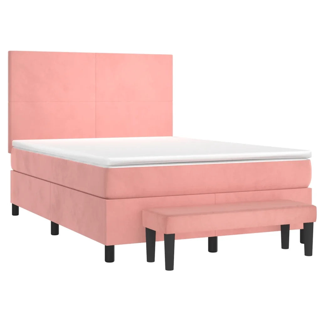 Giroletto a Molle con Materasso Rosa 140x200 cm in Velluto 3137730