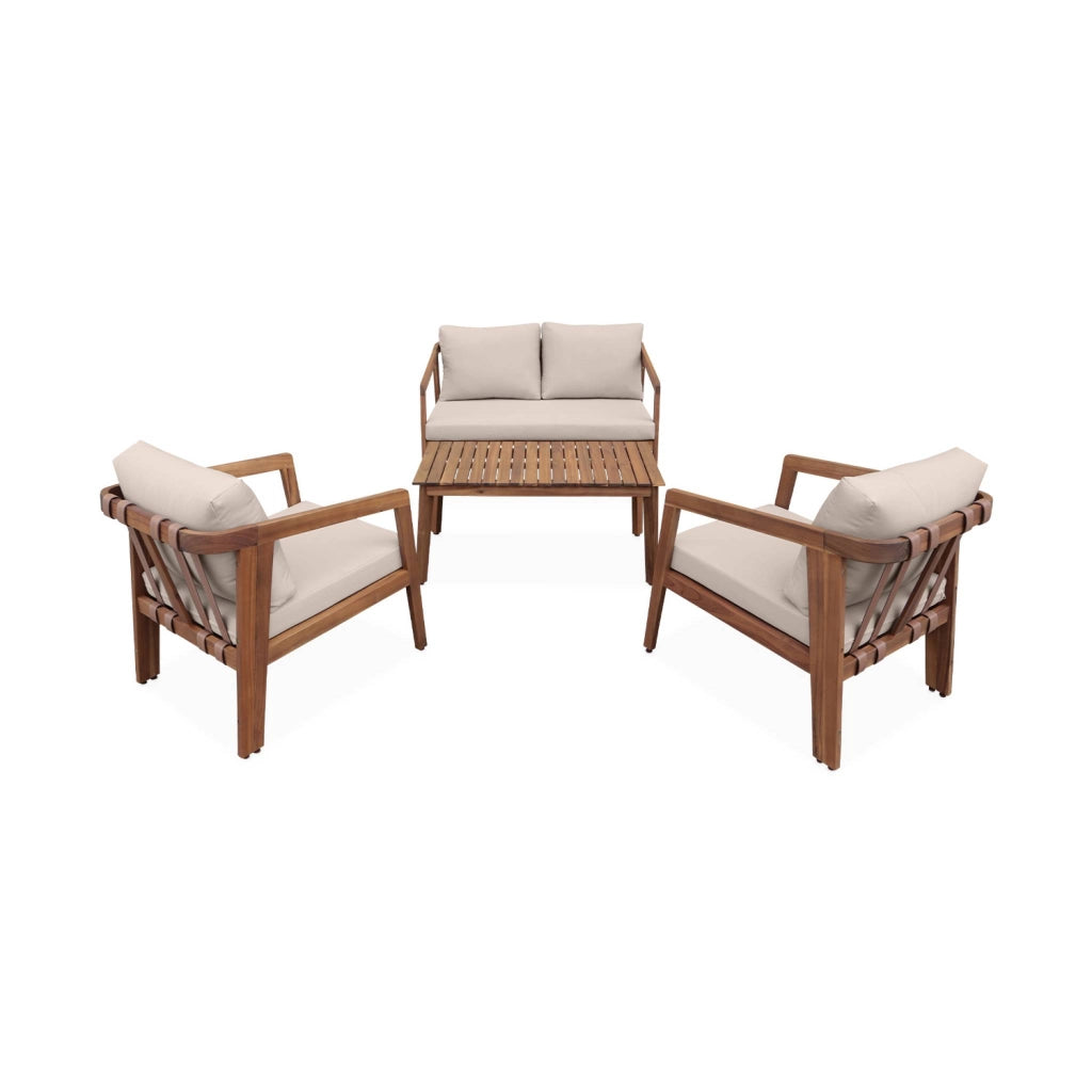 Salotto da giardino in legno di acacia, 4 posti , beige