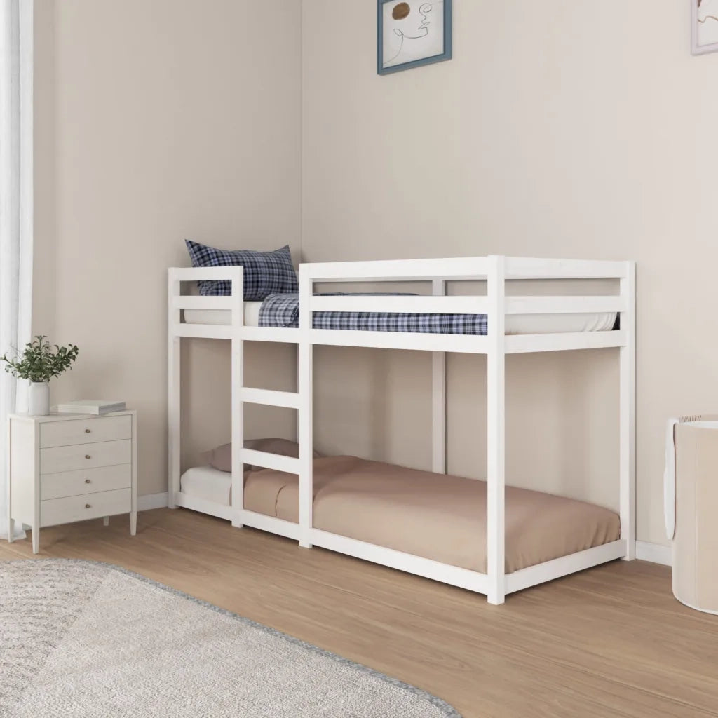 Letto singolo | Letto per adulti | Letto a Castello Bianco 75x190 cm in Legno Massello di Pino