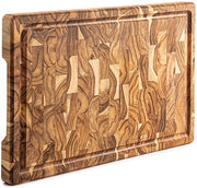 Piastra di taglio in legno grande con segno di conifera - Duraturo teak per cucina e barbecue