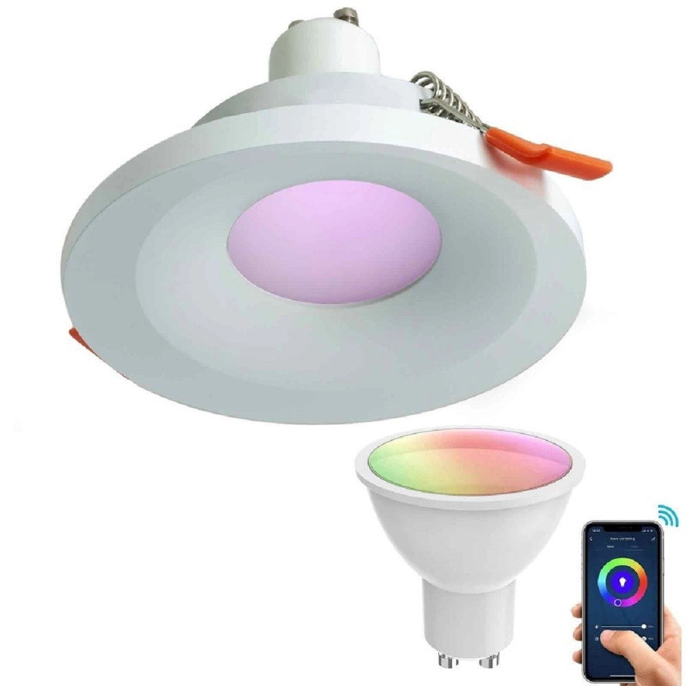 Trade Shop - Faretto Led Smart Incasso 65mm Led 5w Gu10 Intelligente Wifi Rgb Cct Alexa Google -