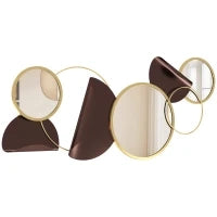 Decorazione Murale in Metallo 3D Moderna con Specchi per Salotto e Ingresso, 101x41.5 cm, Oro