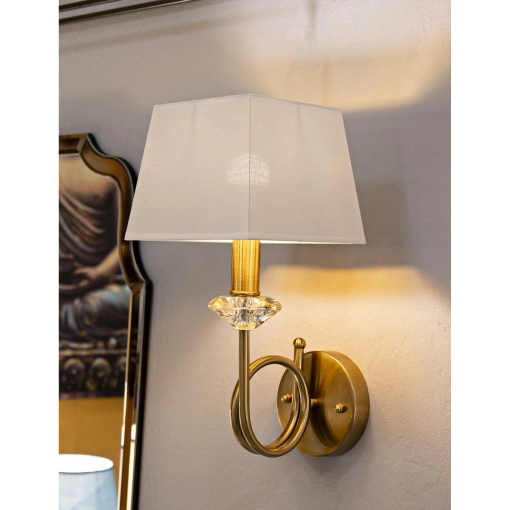 Lampada a Parete VKH910, Bianco, Tessuto, 18x24x40 cm