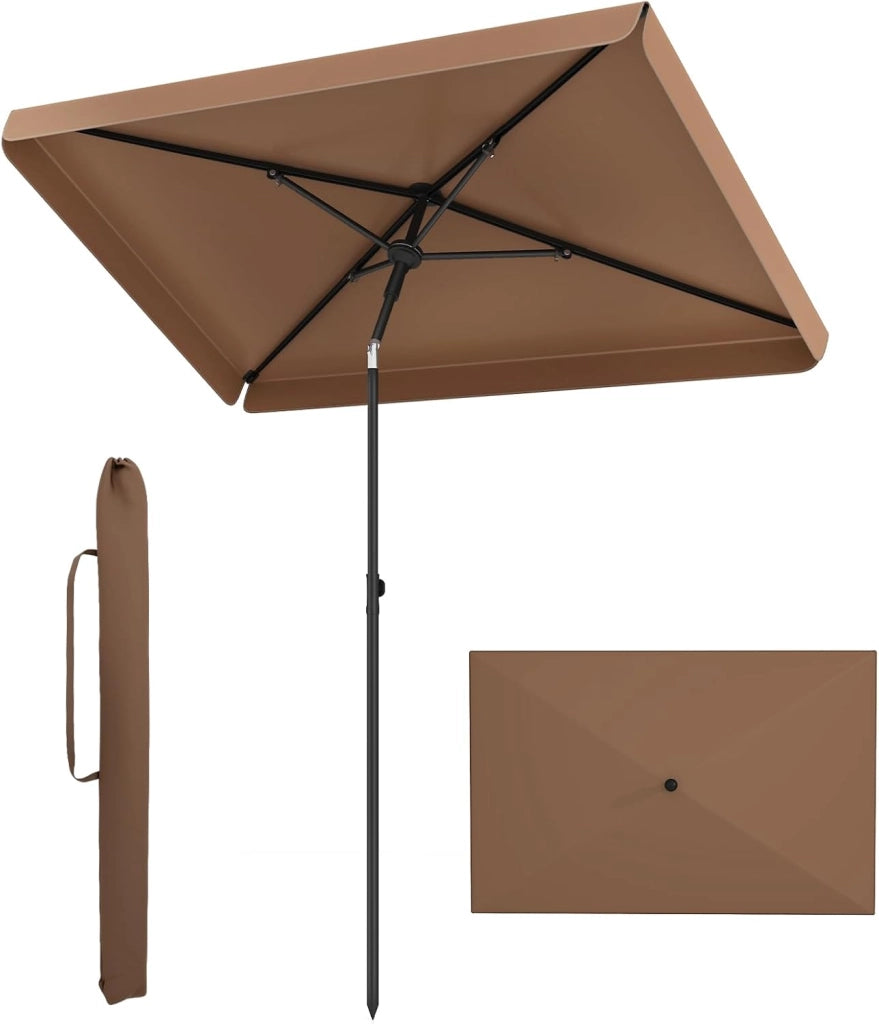 Ombrellone da Balcone 200 x 130 cm, Inclinazione Regolabile, Anti-UV, con Borsa da Trasporto, per Giardino, Terrazzo, Spiaggia