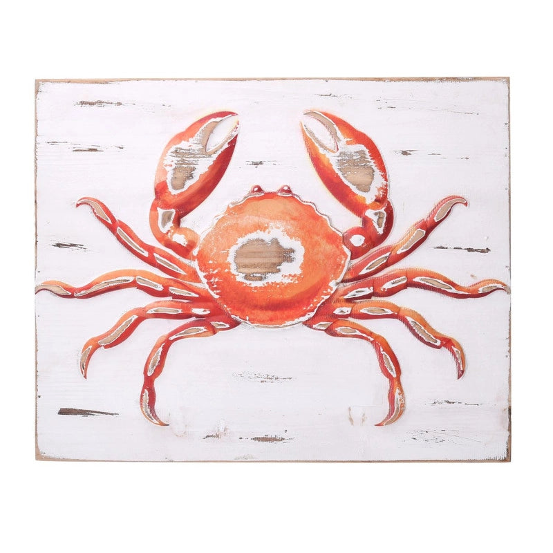 Quadro legno mare granchio rettangolarecm 47x38x4